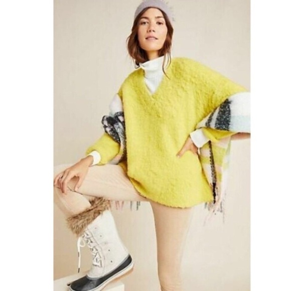 Anthropologie Simone V Neck Yellow Sweater - Picture 5 of 12